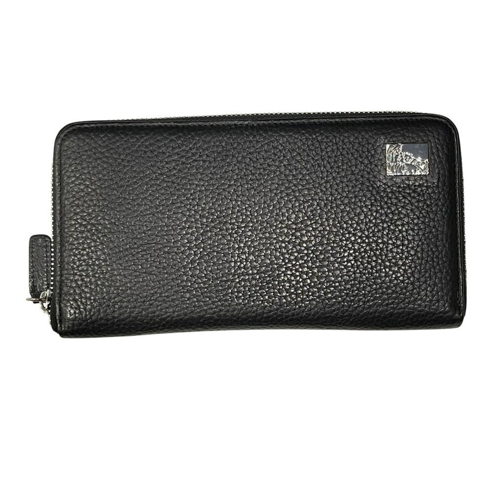 Versace Zip Around Black Leather Wallet Like New